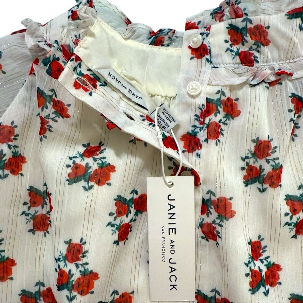 Janie and Jack 18–24 Months Floral Ruffle Blouse NWT Red Rose Top - Picture 9 of 10